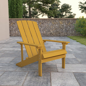 English Elm Charlestown Commercial All-Weather Poly Resin Adirondack Chair for Ultimate Outdoor Relaxation Yellow JJ-C14501-YLW-GG