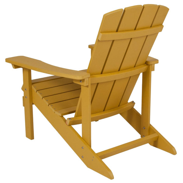 English Elm Charlestown Commercial All-Weather Poly Resin Adirondack Chair for Ultimate Outdoor Relaxation Yellow JJ-C14501-YLW-GG