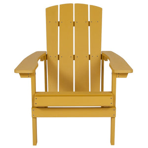 English Elm Charlestown Commercial All-Weather Poly Resin Adirondack Chair for Ultimate Outdoor Relaxation Yellow JJ-C14501-YLW-GG