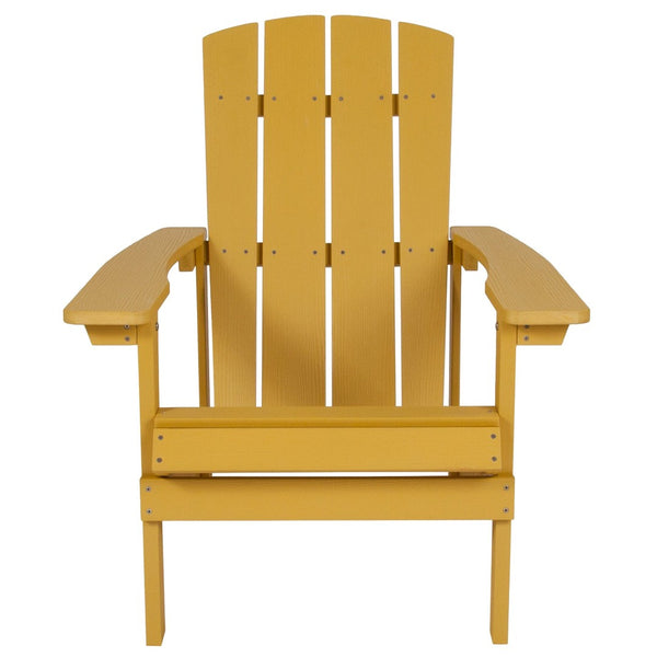 English Elm Charlestown Commercial All-Weather Poly Resin Adirondack Chair for Ultimate Outdoor Relaxation Yellow JJ-C14501-YLW-GG
