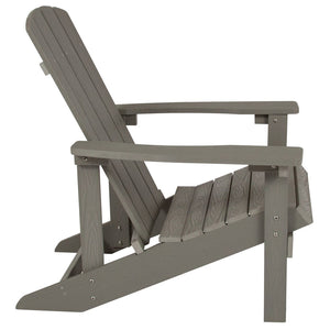 English Elm 5 Piece Charlestown Commercial Poly Resin Adirondack Chair Set with Star and Moon Fire Pit Enjoyment Light Gray JJ-C145014-32D-LTG-GG