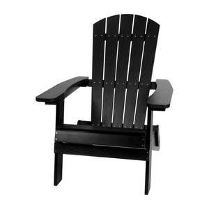 English Elm 2 Pack Charlestown All-Weather Poly Resin Adirondack Chairs & Side Table Set for Relaxed Comfort Black JJ-C14505-2-T14001-BLK-GG