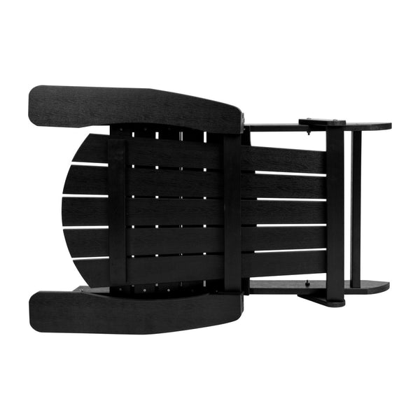 English Elm Charlestown Commercial All-Weather Poly Resin Folding Adirondack Chair for Indoor and Outdoor Comfort Black JJ-C14505-BLK-GG
