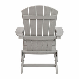 English Elm Charlestown Commercial All-Weather Poly Resin Folding Adirondack Chair for Indoor and Outdoor Comfort Gray JJ-C14505-GY-GG