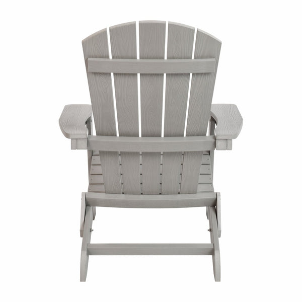 English Elm Charlestown Commercial All-Weather Poly Resin Folding Adirondack Chair for Indoor and Outdoor Comfort Gray JJ-C14505-GY-GG