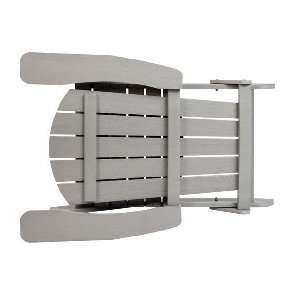 English Elm Charlestown Commercial All-Weather Poly Resin Folding Adirondack Chair for Indoor and Outdoor Comfort Gray JJ-C14505-GY-GG