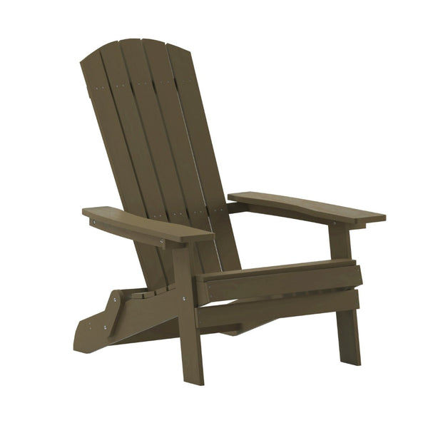 English Elm Charlestown Commercial All-Weather Poly Resin Folding Adirondack Chair for Indoor and Outdoor Comfort Mahogany JJ-C14505-MHG-GG