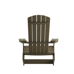 English Elm Charlestown Commercial All-Weather Poly Resin Folding Adirondack Chair for Indoor and Outdoor Comfort Mahogany JJ-C14505-MHG-GG