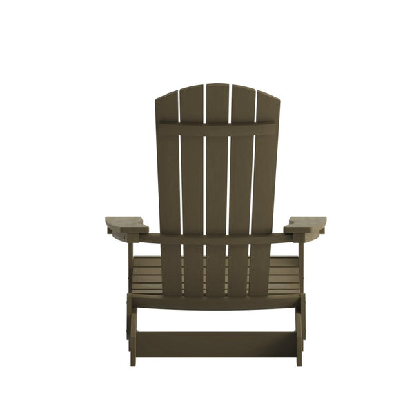 English Elm Charlestown Commercial All-Weather Poly Resin Folding Adirondack Chair for Indoor and Outdoor Comfort Mahogany JJ-C14505-MHG-GG