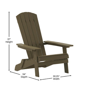 English Elm Charlestown Commercial All-Weather Poly Resin Folding Adirondack Chair for Indoor and Outdoor Comfort Mahogany JJ-C14505-MHG-GG