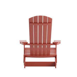 English Elm Charlestown Commercial All-Weather Poly Resin Folding Adirondack Chair for Indoor and Outdoor Comfort Red JJ-C14505-RED-GG