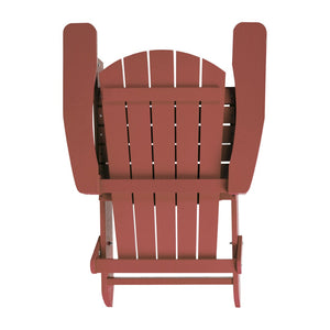 English Elm Charlestown Commercial All-Weather Poly Resin Folding Adirondack Chair for Indoor and Outdoor Comfort Red JJ-C14505-RED-GG