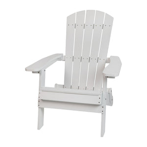 English Elm Charlestown Commercial All-Weather Poly Resin Folding Adirondack Chair for Indoor and Outdoor Comfort White JJ-C14505-WH-GG