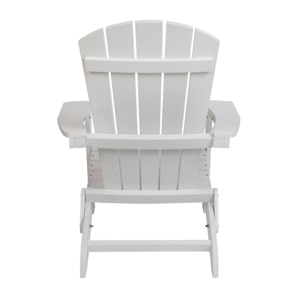 English Elm Charlestown Commercial All-Weather Poly Resin Folding Adirondack Chair for Indoor and Outdoor Comfort White JJ-C14505-WH-GG