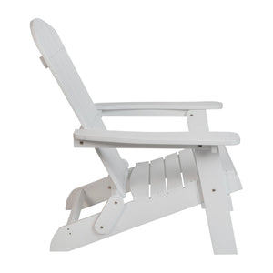 English Elm Charlestown Commercial All-Weather Poly Resin Folding Adirondack Chair for Indoor and Outdoor Comfort White JJ-C14505-WH-GG