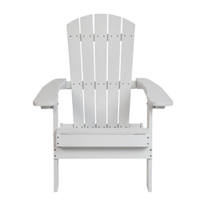 English Elm Charlestown Commercial All-Weather Poly Resin Folding Adirondack Chair for Indoor and Outdoor Comfort White JJ-C14505-WH-GG