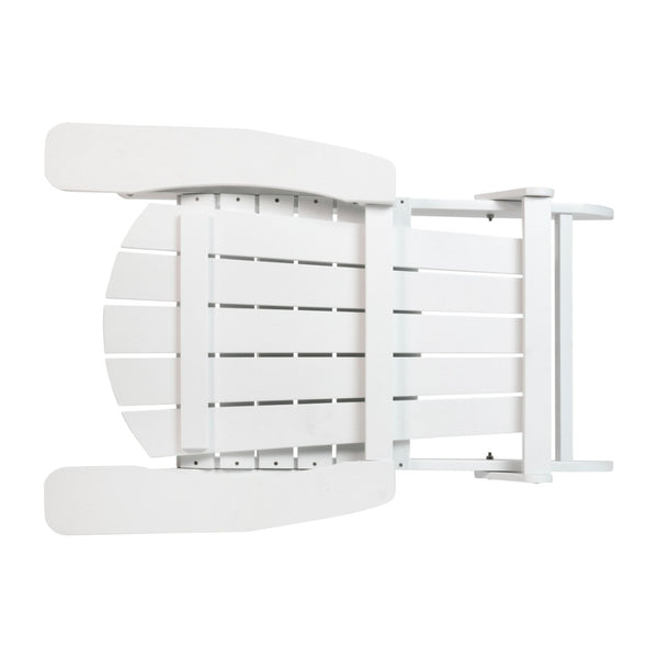 English Elm Charlestown Commercial All-Weather Poly Resin Folding Adirondack Chair for Indoor and Outdoor Comfort White JJ-C14505-WH-GG