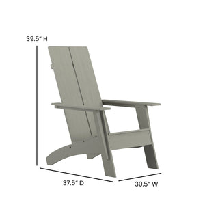 English Elm Sawyer Modern Commercial All-Weather Poly Resin Adirondack Chair & Footrest Set for Ultimate Relaxation Gray JJ-C14509-14309-GY-GG
