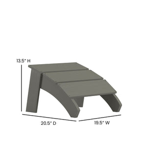 English Elm Sawyer Modern Commercial All-Weather Poly Resin Adirondack Chair & Footrest Set for Ultimate Relaxation Gray JJ-C14509-14309-GY-GG