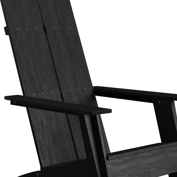English Elm Sawyer Modern Commercial All-Weather Adirondack Chair - Durable, Stylish Comfort for Any Outdoors Black JJ-C14509-BK-GG
