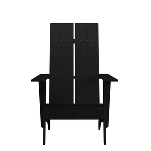 English Elm Sawyer Modern Commercial All-Weather Adirondack Chair - Durable, Stylish Comfort for Any Outdoors Black JJ-C14509-BK-GG
