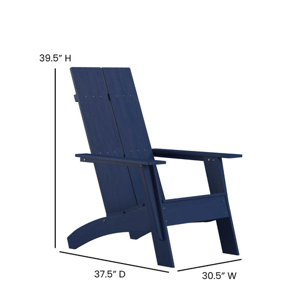 English Elm Sawyer Modern Commercial All-Weather Adirondack Chair - Durable, Stylish Comfort for Any Outdoors Navy JJ-C14509-NV-GG