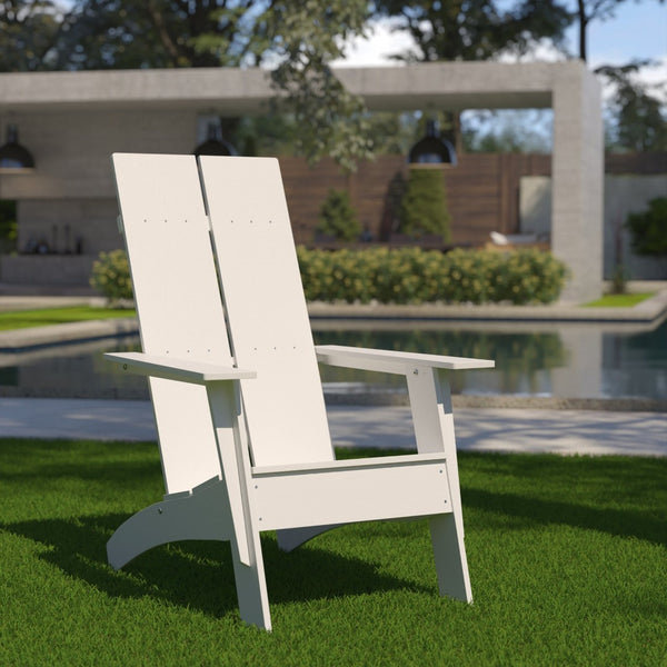 English Elm Sawyer Modern Commercial All-Weather Adirondack Chair - Durable, Stylish Comfort for Any Outdoors White JJ-C14509-WH-GG
