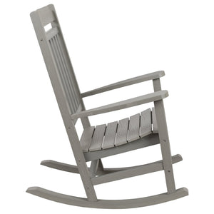 English Elm Set of 2 Winston All-Weather Rocking Chairs with Accent Table for Stylish Outdoor Relaxation Gray JJ-C14703-2-T14001-GY-GG