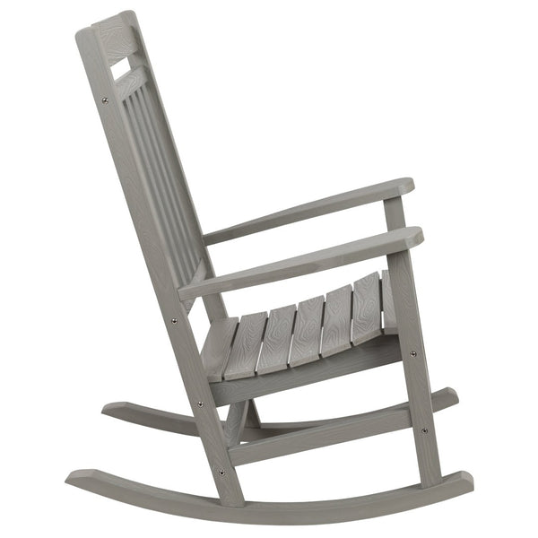 English Elm Set of 2 Winston All-Weather Rocking Chairs with Accent Table for Stylish Outdoor Relaxation Gray JJ-C14703-2-T14001-GY-GG