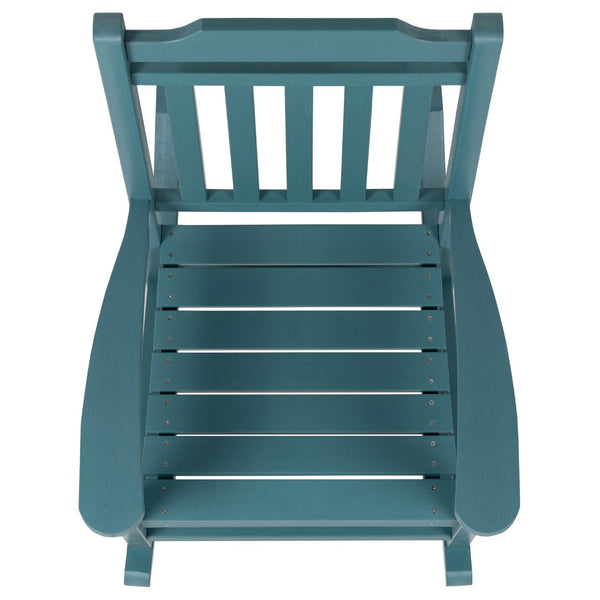 English Elm Set of 2 Winston All-Weather Rocking Chairs with Accent Table for Stylish Outdoor Relaxation Teal JJ-C14703-2-T14001-TL-GG