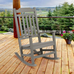 English Elm Winston All-Weather Poly Resin Rocking Chair for Ultimate Comfort and Relaxation on Any Porch Gray JJ-C14703-GY-GG