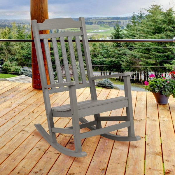 English Elm Winston All-Weather Poly Resin Rocking Chair for Ultimate Comfort and Relaxation on Any Porch Gray JJ-C14703-GY-GG