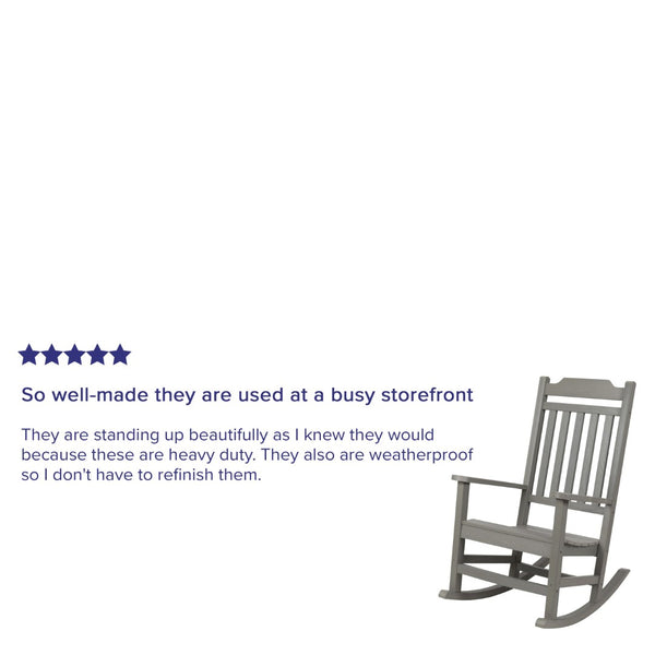 English Elm Winston All-Weather Poly Resin Rocking Chair for Ultimate Comfort and Relaxation on Any Porch Gray JJ-C14703-GY-GG