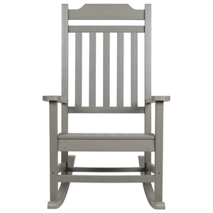 English Elm Winston All-Weather Poly Resin Rocking Chair for Ultimate Comfort and Relaxation on Any Porch Gray JJ-C14703-GY-GG