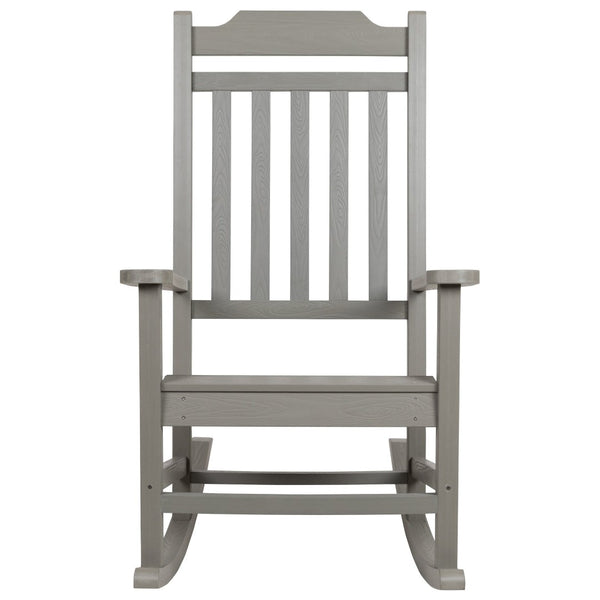 English Elm Winston All-Weather Poly Resin Rocking Chair for Ultimate Comfort and Relaxation on Any Porch Gray JJ-C14703-GY-GG