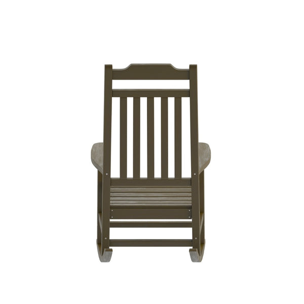 English Elm Winston All-Weather Poly Resin Rocking Chair for Ultimate Comfort and Relaxation on Any Porch Mahogany JJ-C14703-MHG-GG