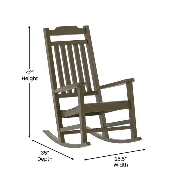 English Elm Winston All-Weather Poly Resin Rocking Chair for Ultimate Comfort and Relaxation on Any Porch Mahogany JJ-C14703-MHG-GG