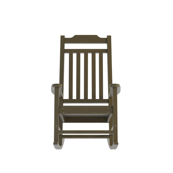 English Elm Winston All-Weather Poly Resin Rocking Chair for Ultimate Comfort and Relaxation on Any Porch Mahogany JJ-C14703-MHG-GG