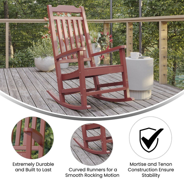 English Elm Winston All-Weather Poly Resin Rocking Chair for Ultimate Comfort and Relaxation on Any Porch Red JJ-C14703-RED-GG