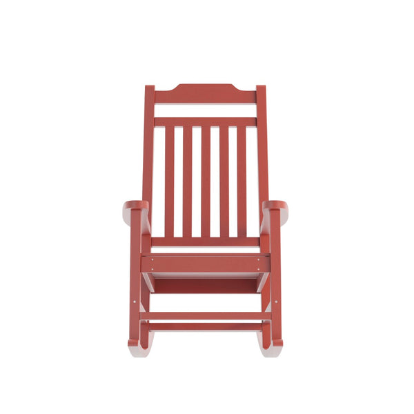 English Elm Winston All-Weather Poly Resin Rocking Chair for Ultimate Comfort and Relaxation on Any Porch Red JJ-C14703-RED-GG