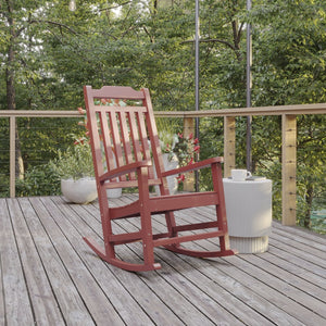 English Elm Winston All-Weather Poly Resin Rocking Chair for Ultimate Comfort and Relaxation on Any Porch Red JJ-C14703-RED-GG