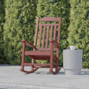 English Elm Winston All-Weather Poly Resin Rocking Chair for Ultimate Comfort and Relaxation on Any Porch Red JJ-C14703-RED-GG