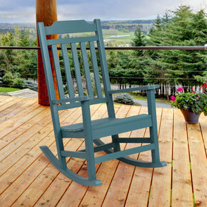 English Elm Winston All-Weather Poly Resin Rocking Chair for Ultimate Comfort and Relaxation on Any Porch Teal JJ-C14703-TL-GG