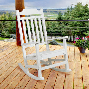 English Elm Winston All-Weather Poly Resin Rocking Chair for Ultimate Comfort and Relaxation on Any Porch White JJ-C14703-WH-GG