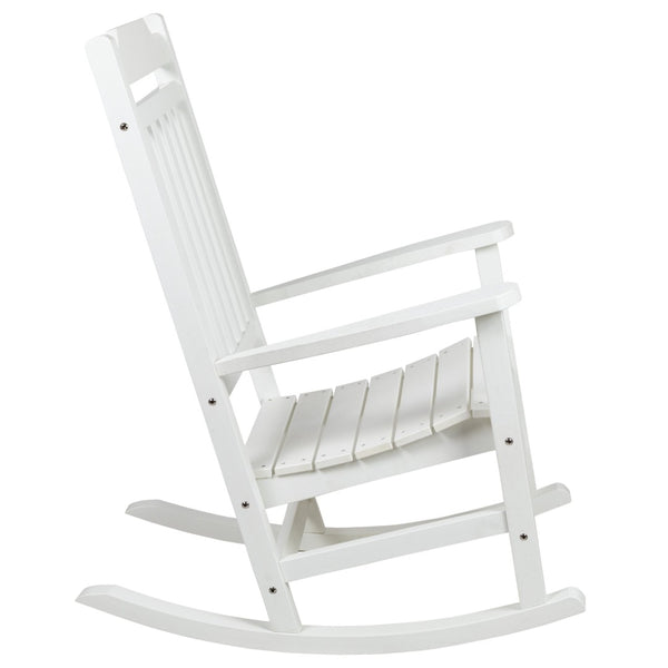 English Elm Winston All-Weather Poly Resin Rocking Chair for Ultimate Comfort and Relaxation on Any Porch White JJ-C14703-WH-GG