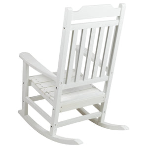English Elm Winston All-Weather Poly Resin Rocking Chair for Ultimate Comfort and Relaxation on Any Porch White JJ-C14703-WH-GG