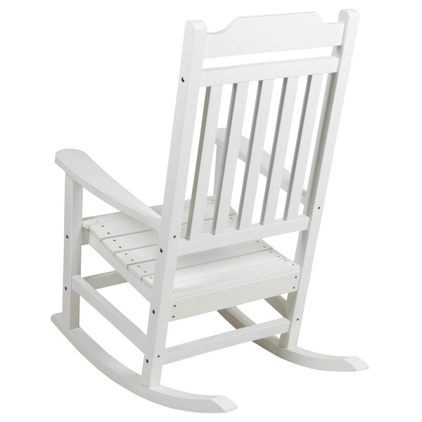 English Elm Winston All-Weather Poly Resin Rocking Chair for Ultimate Comfort and Relaxation on Any Porch White JJ-C14703-WH-GG