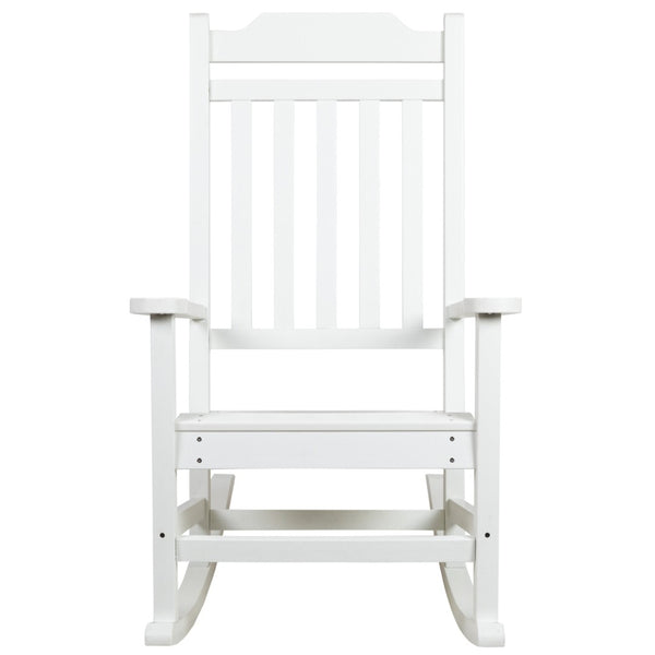 English Elm Winston All-Weather Poly Resin Rocking Chair for Ultimate Comfort and Relaxation on Any Porch White JJ-C14703-WH-GG