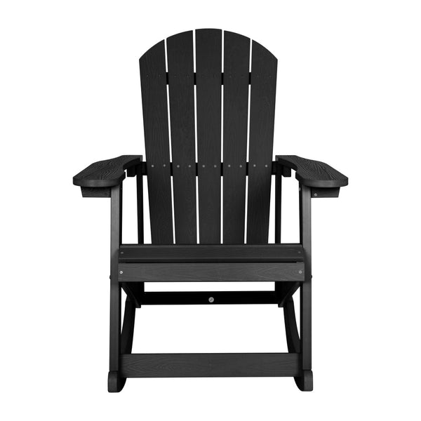 English Elm Savannah Commercial Grade Resin Adirondack Rocking Chair Set for Ultimate Year-Round Comfort Black JJ-C14705-BK-2-GG
