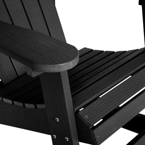 English Elm Savannah Commercial Grade All-Weather Poly Resin Adirondack Rocking Chair for Ultimate Relaxation Black JJ-C14705-BK-GG